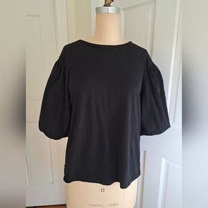 Nordstrom Black Poof Sleeve Tee